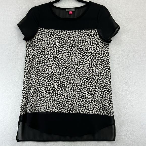 Vince Camuto Women’s Top Size XS Black/White Multimedia Poly/Elastane Like New - Picture 1 of 10
